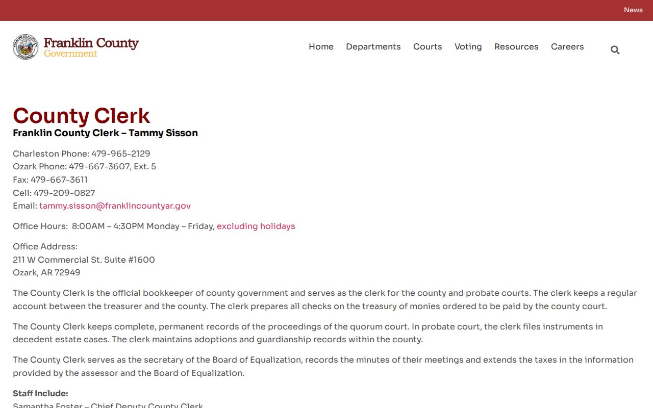 Franklin County clerk distinction for warrant records