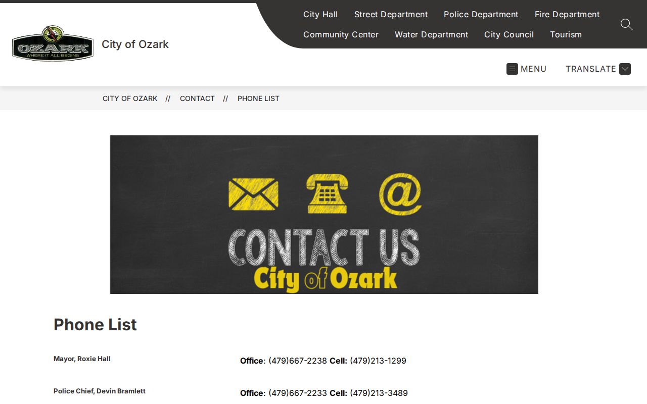 Franklin County traffic warrant routing through official Ozark city contacts