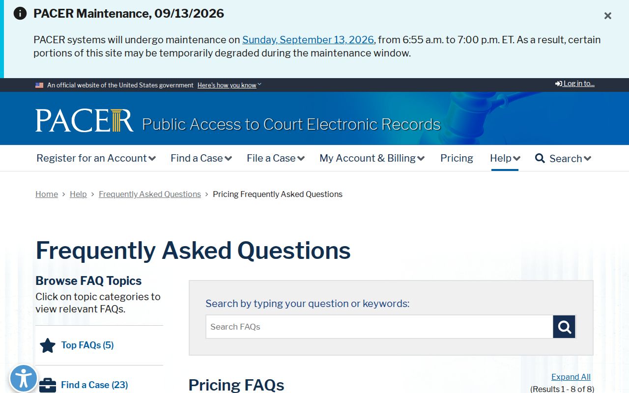 Federal PACER access boundary for Franklin County most wanted records