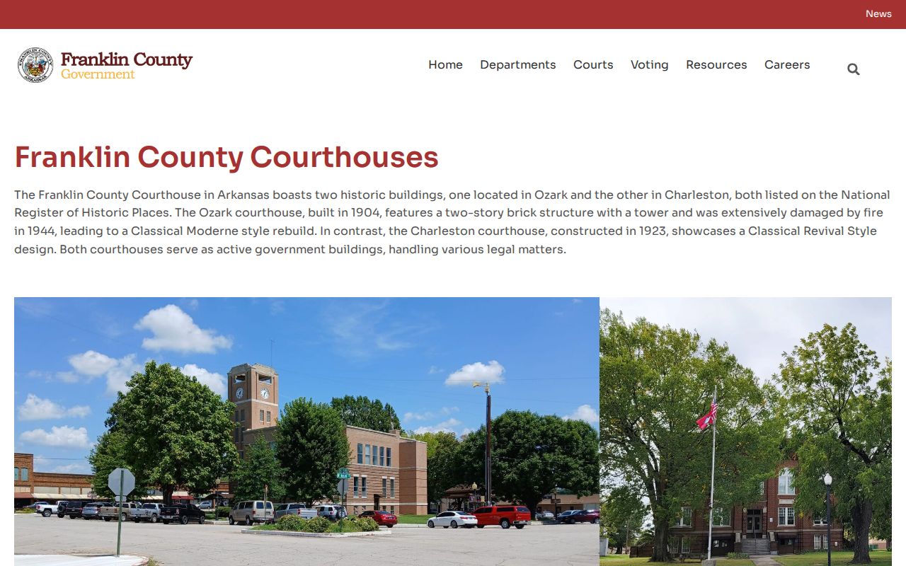 Ozark and Charleston courthouses for Franklin County warrant records